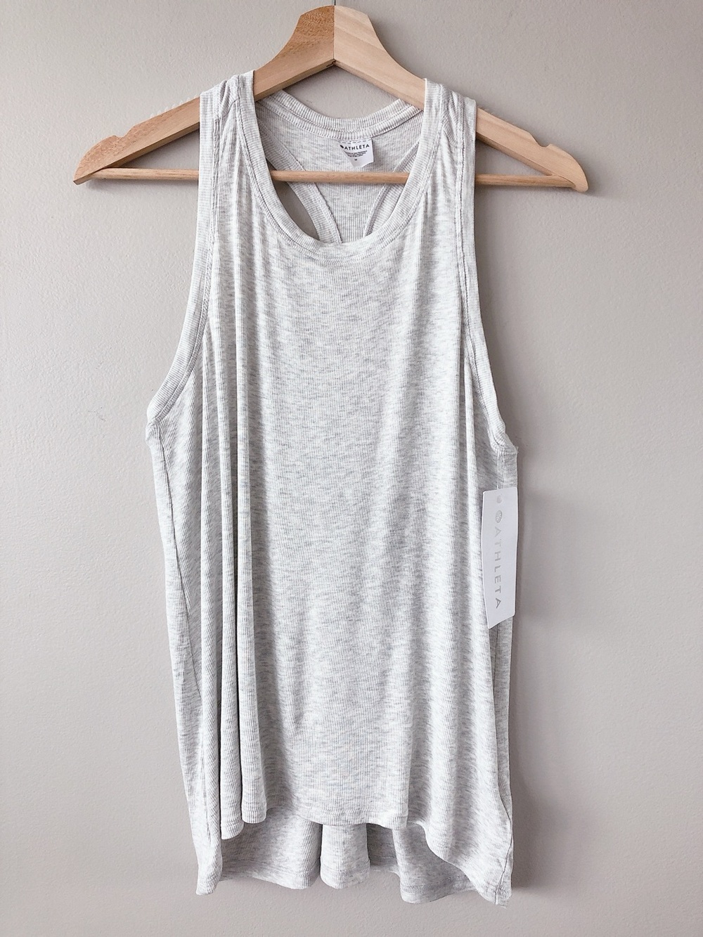 Athleta Heathered Light Gray Racerback Tank Top lightweight athleisure shirt
